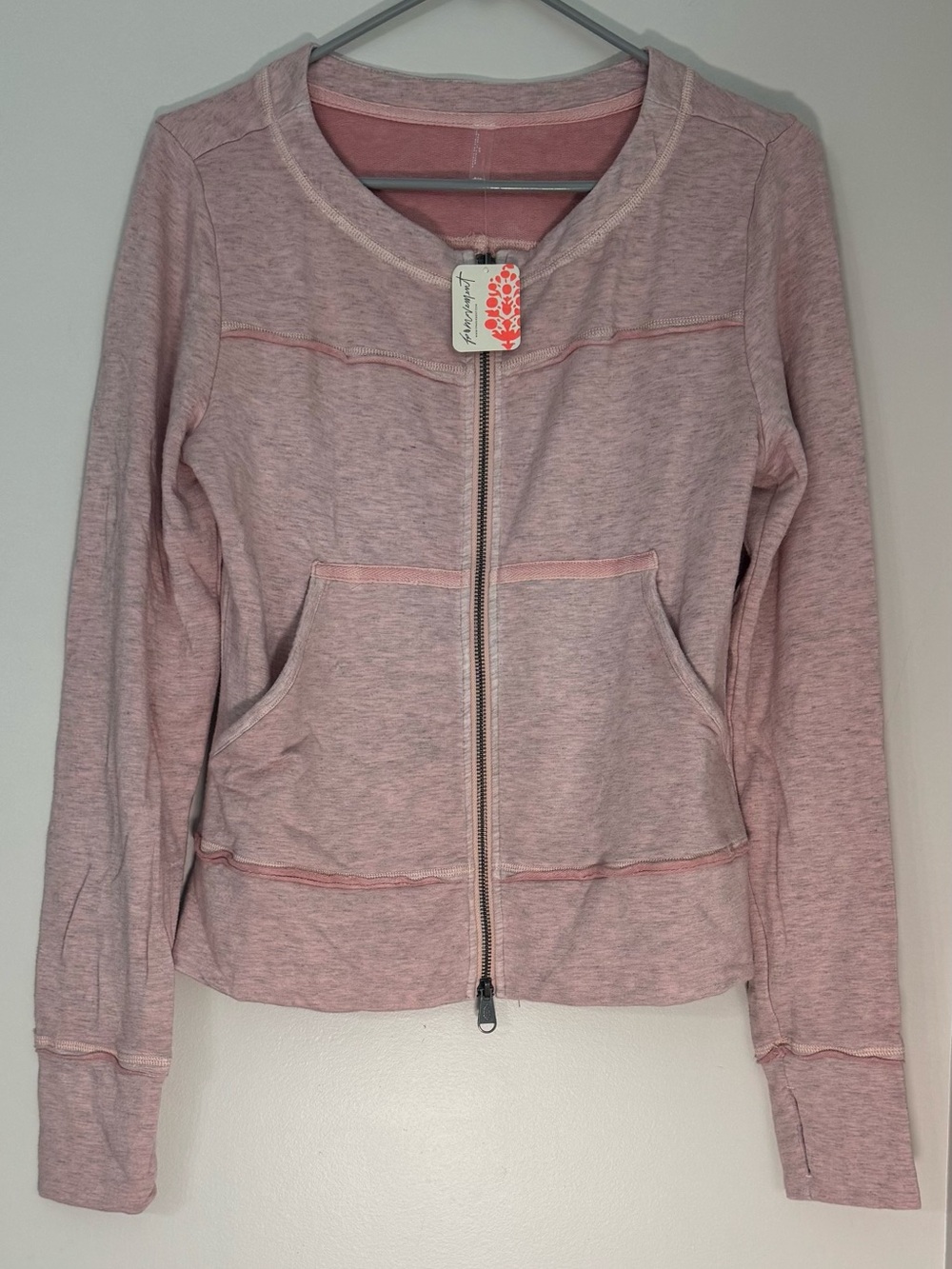 Light Pink Zip-Up Sweatshirt Jacket
